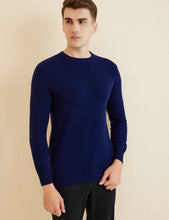 Load image into Gallery viewer, Pullover für Herren aus 100% Merinowolle Marineblau