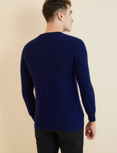 Load image into Gallery viewer, Pullover für Herren aus 100% Merinowolle Marineblau