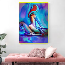 Lade das Bild in den Galerie-Viewer, Sexy colorful man woman canvas painting love to do abstract painting bedroom poster bedside wall art decoration canvas painting