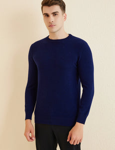 Pullover für Herren aus 100% Merinowolle Marineblau