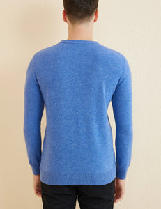 Pullover für Herren aus 100% Merinowolle Himmelblau