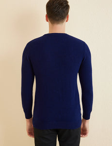 Pullover für Herren aus 100% Merinowolle Marineblau