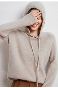 Damen Cashmere Hoodie, 100% Cashmere Sweater