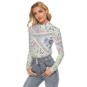 All Over Print Women's Stretchable Turtleneck Top