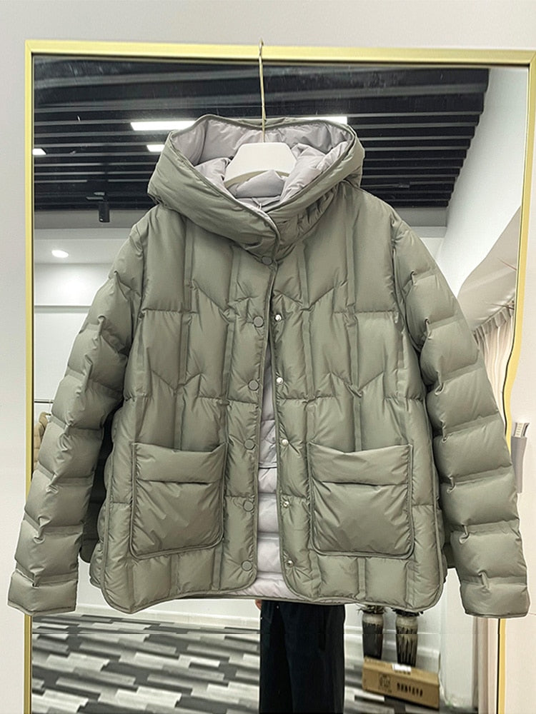 Oversize Daunenjacke mit Stehkragen