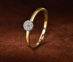 Goldring 14K 585 Gelbgold mit Diamant