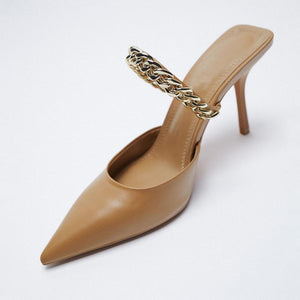 Mules Shoes Brown Stiletto