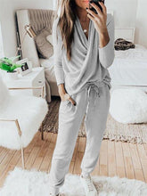 Load image into Gallery viewer, Damen V-Neck Long Sleeve Pullover Top And Pants Home Leisure Sportswear
