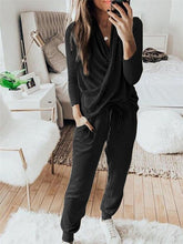 Load image into Gallery viewer, Damen V-Neck Long Sleeve Pullover Top And Pants Home Leisure Sportswear
