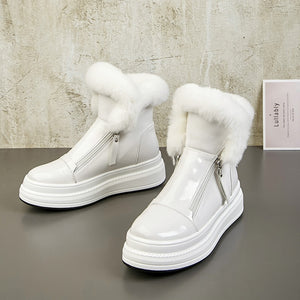 Winter Plateau Snow Boots weiß schwarz Ankle Boots Stiefeletten