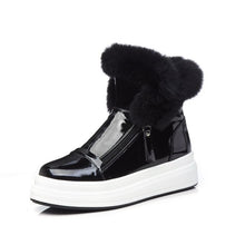 Lade das Bild in den Galerie-Viewer, Winter Plateau Snow Boots weiß schwarz Ankle Boots Stiefeletten
