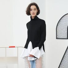 Load image into Gallery viewer, Oversized Pullover Patchwork Bluse und Pullover Turtleneck
