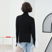 Lade das Bild in den Galerie-Viewer, Oversized Pullover Patchwork Bluse und Pullover Turtleneck
