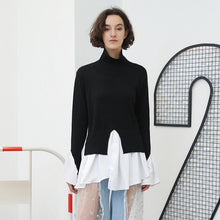 Load image into Gallery viewer, Oversized Pullover Patchwork Bluse und Pullover Turtleneck
